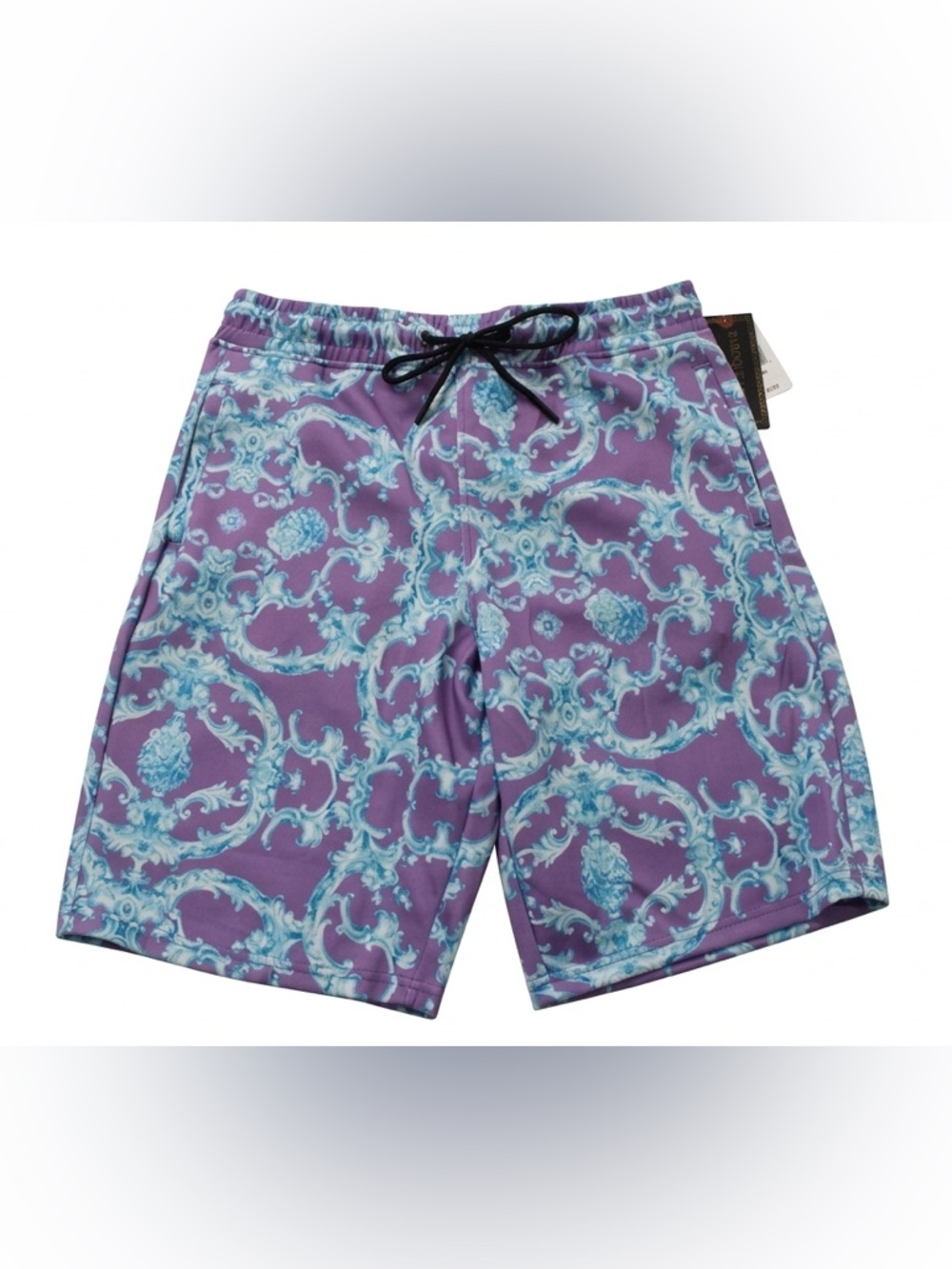 Bu Drill Clothing Men's Purple Baroque Pattern Swim Shorts